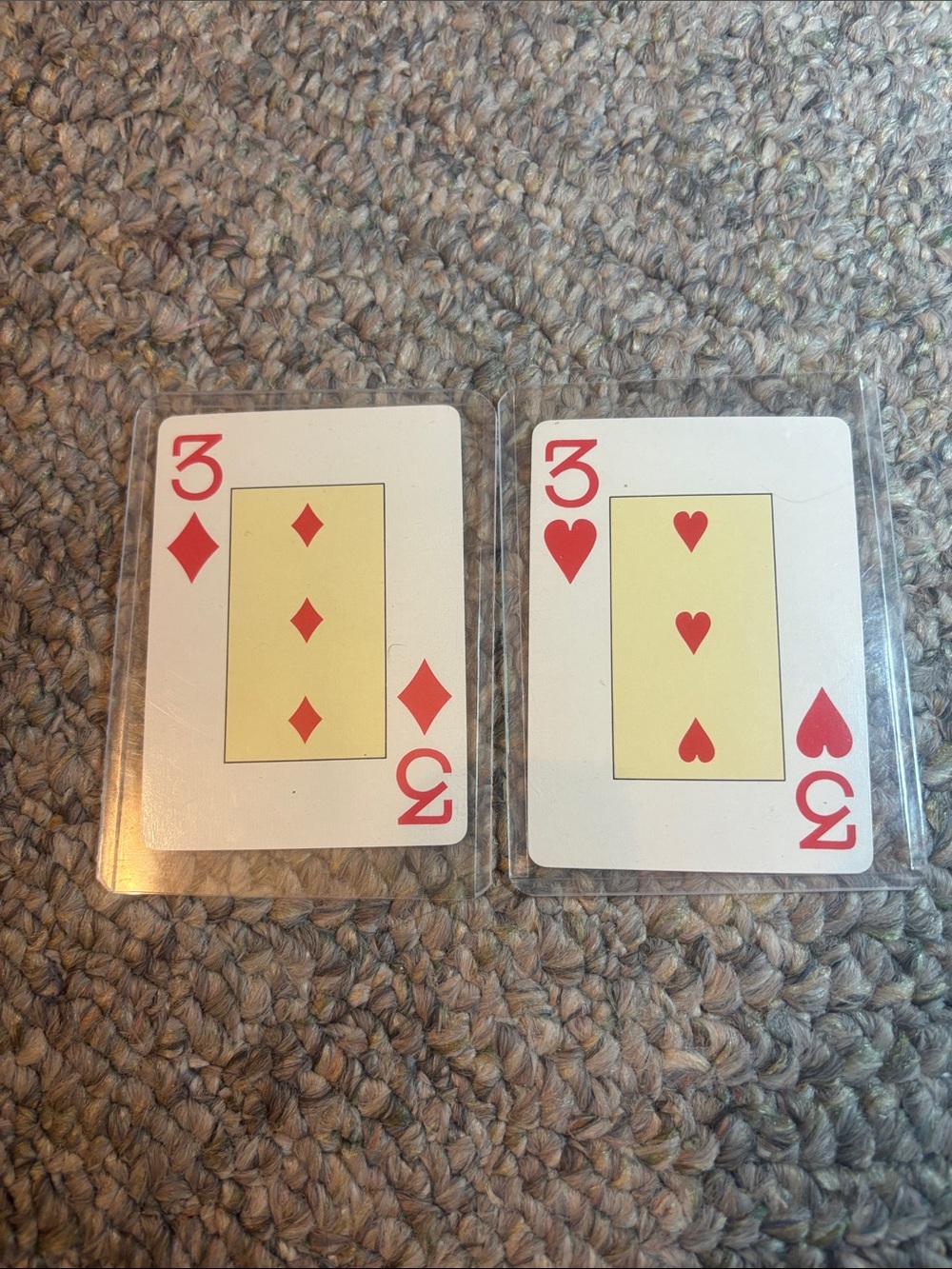 Loewe Playing Card Set - Red Three of Diamonds & Hearts -